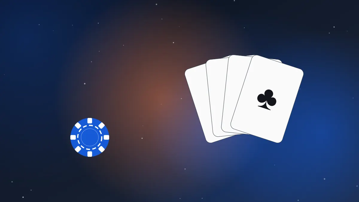 Illustration of playing cards and chips representing casino games
